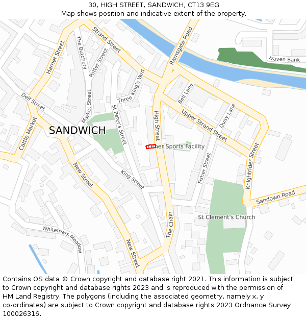30, HIGH STREET, SANDWICH, CT13 9EG: Location map and indicative extent of plot