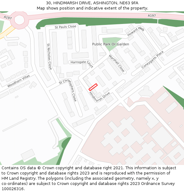 30, HINDMARSH DRIVE, ASHINGTON, NE63 9FA: Location map and indicative extent of plot