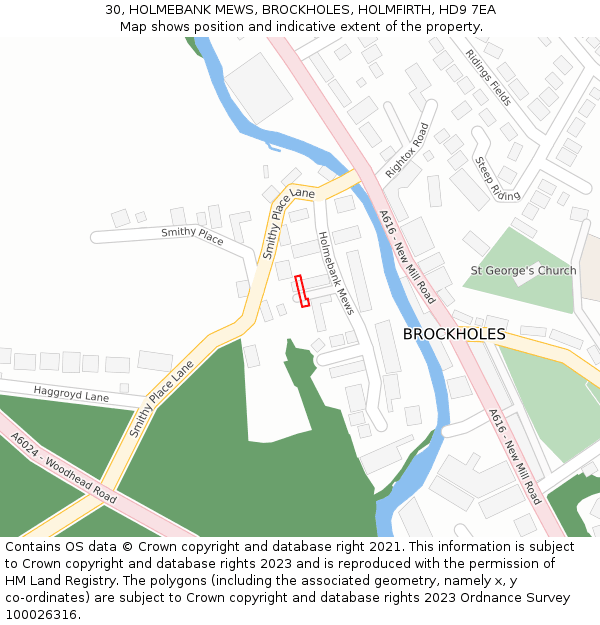 30, HOLMEBANK MEWS, BROCKHOLES, HOLMFIRTH, HD9 7EA: Location map and indicative extent of plot