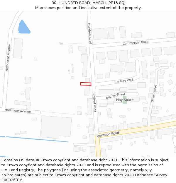 30, HUNDRED ROAD, MARCH, PE15 8QJ: Location map and indicative extent of plot