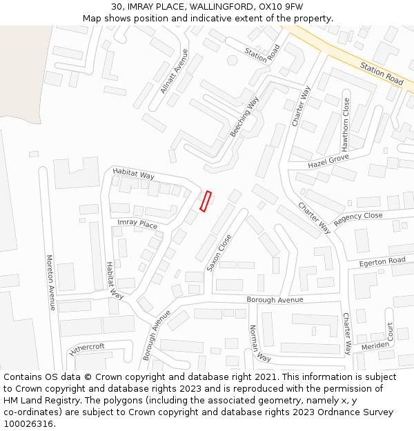 30, IMRAY PLACE, WALLINGFORD, OX10 9FW: Location map and indicative extent of plot