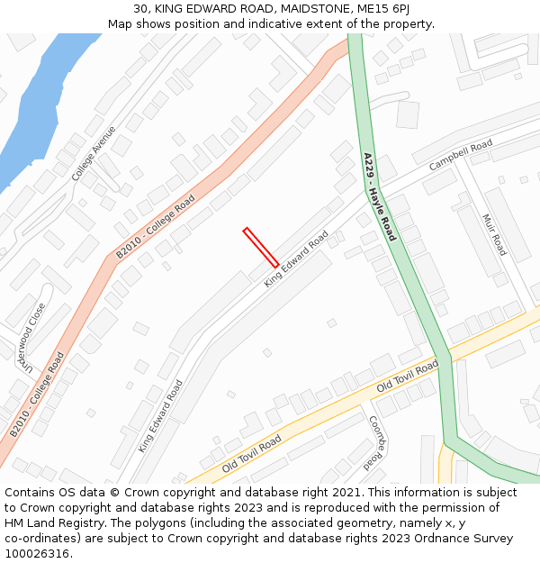 30, KING EDWARD ROAD, MAIDSTONE, ME15 6PJ: Location map and indicative extent of plot
