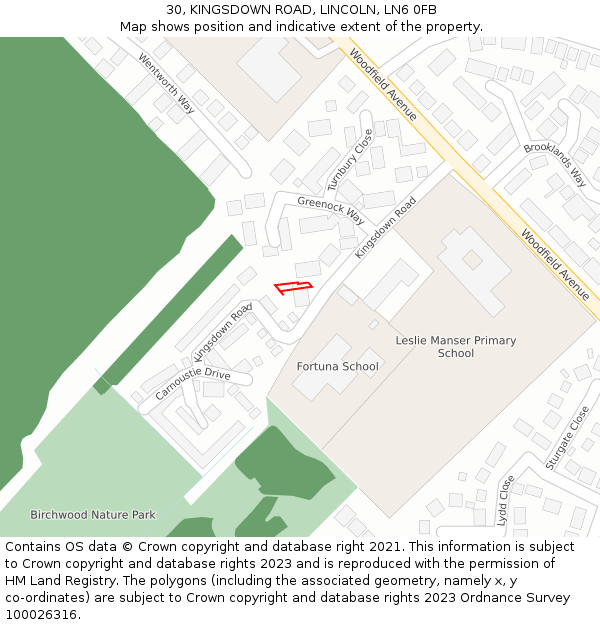 30, KINGSDOWN ROAD, LINCOLN, LN6 0FB: Location map and indicative extent of plot