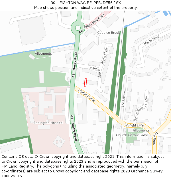 30, LEIGHTON WAY, BELPER, DE56 1SX: Location map and indicative extent of plot