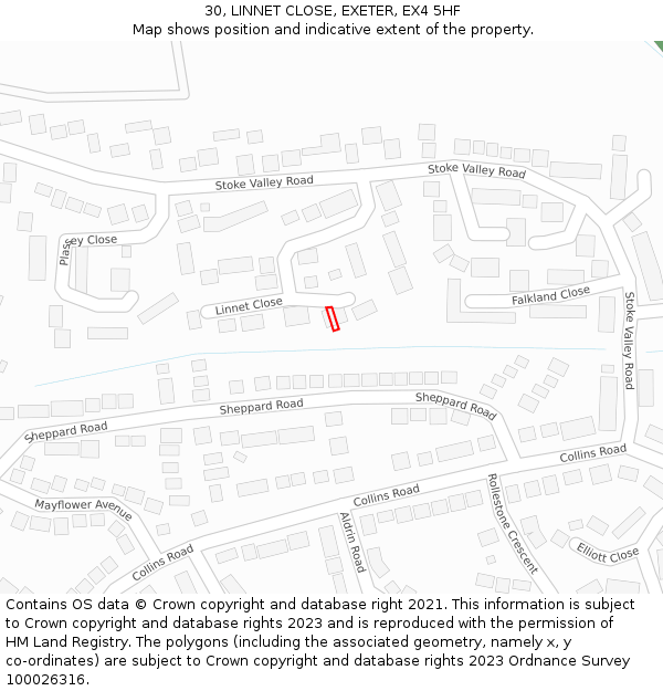30, LINNET CLOSE, EXETER, EX4 5HF: Location map and indicative extent of plot