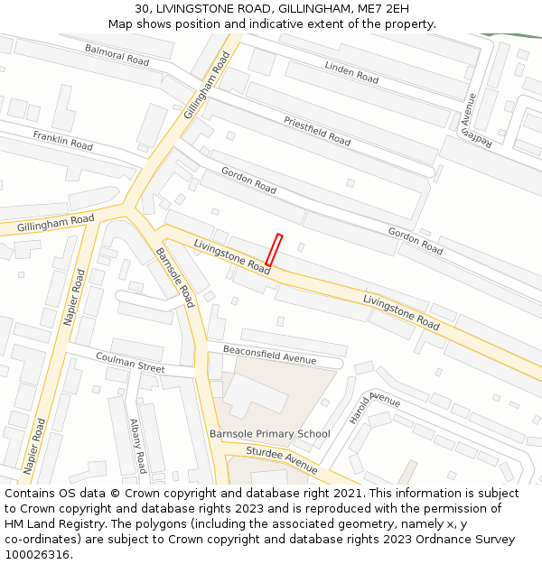 30, LIVINGSTONE ROAD, GILLINGHAM, ME7 2EH: Location map and indicative extent of plot