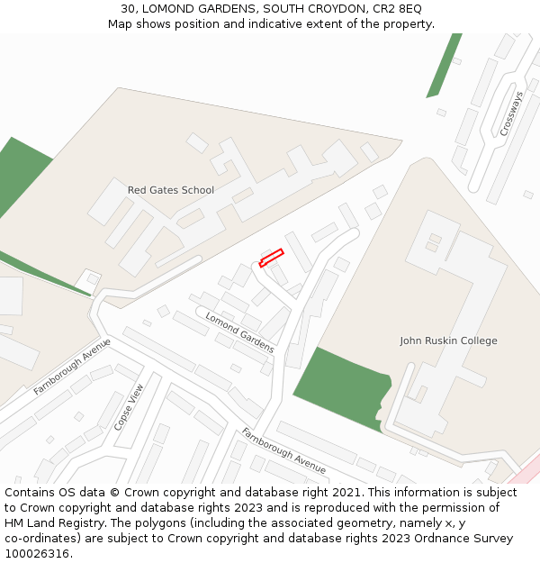 30, LOMOND GARDENS, SOUTH CROYDON, CR2 8EQ: Location map and indicative extent of plot