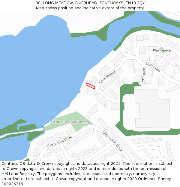 30, LONG MEADOW, RIVERHEAD, SEVENOAKS, TN13 2QY: Location map and indicative extent of plot