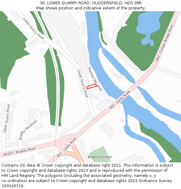30, LOWER QUARRY ROAD, HUDDERSFIELD, HD5 0RR: Location map and indicative extent of plot