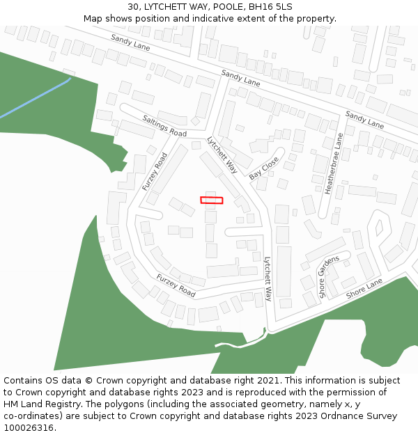 30, LYTCHETT WAY, POOLE, BH16 5LS: Location map and indicative extent of plot