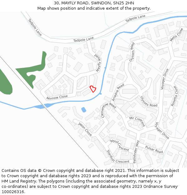 30, MAYFLY ROAD, SWINDON, SN25 2HN: Location map and indicative extent of plot