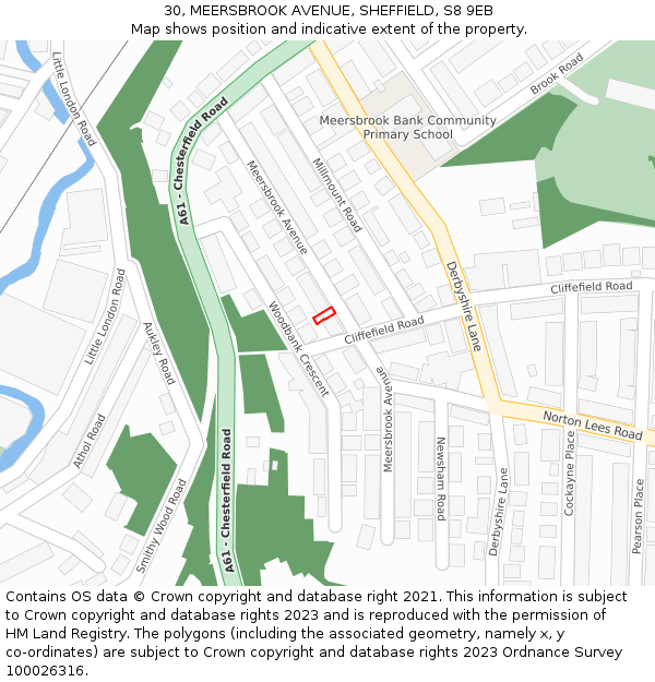 30, MEERSBROOK AVENUE, SHEFFIELD, S8 9EB: Location map and indicative extent of plot