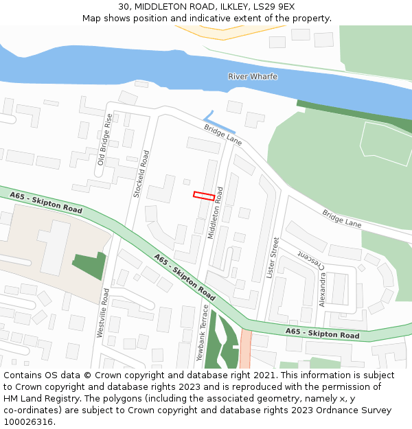 30, MIDDLETON ROAD, ILKLEY, LS29 9EX: Location map and indicative extent of plot
