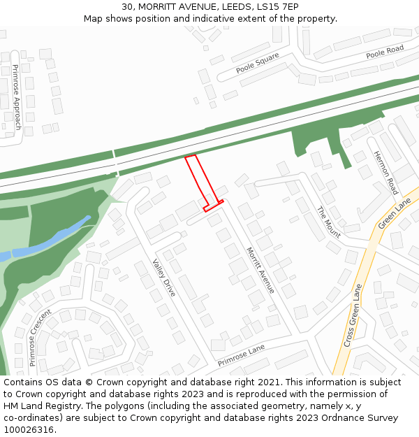 30, MORRITT AVENUE, LEEDS, LS15 7EP: Location map and indicative extent of plot