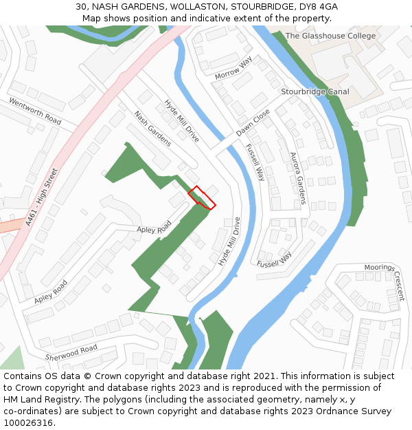 30, NASH GARDENS, WOLLASTON, STOURBRIDGE, DY8 4GA: Location map and indicative extent of plot