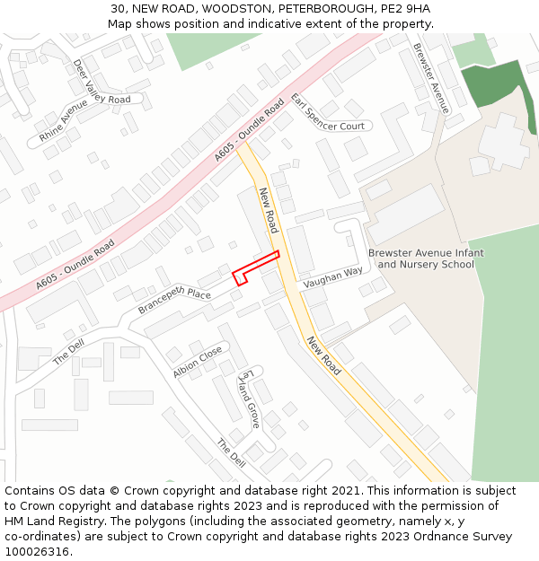 30, NEW ROAD, WOODSTON, PETERBOROUGH, PE2 9HA: Location map and indicative extent of plot