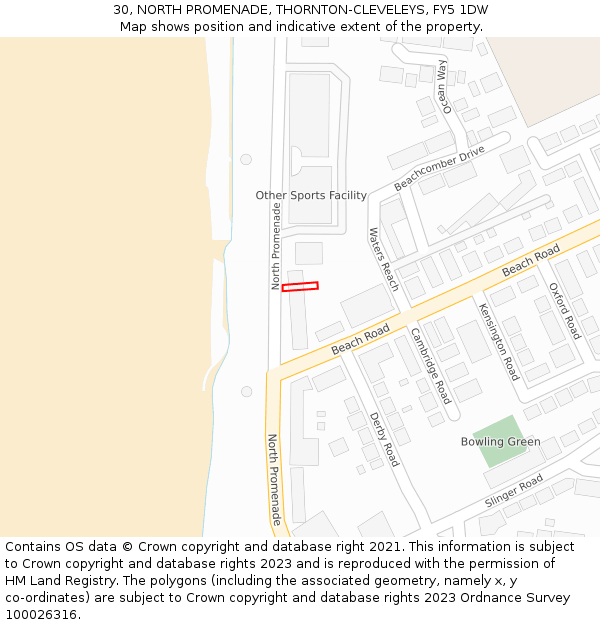 30, NORTH PROMENADE, THORNTON-CLEVELEYS, FY5 1DW: Location map and indicative extent of plot