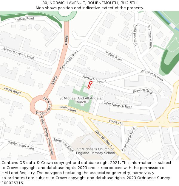 30, NORWICH AVENUE, BOURNEMOUTH, BH2 5TH: Location map and indicative extent of plot