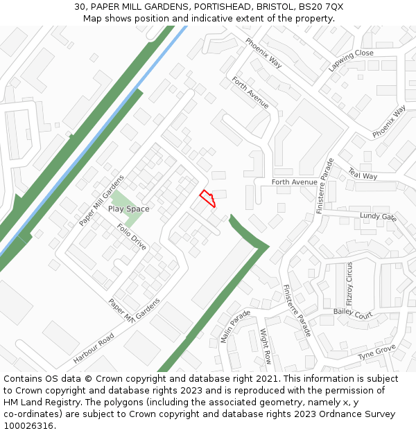 30, PAPER MILL GARDENS, PORTISHEAD, BRISTOL, BS20 7QX: Location map and indicative extent of plot
