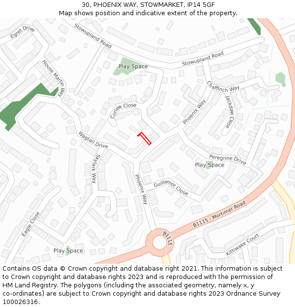 30, PHOENIX WAY, STOWMARKET, IP14 5GF: Location map and indicative extent of plot