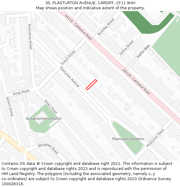 30, PLASTURTON AVENUE, CARDIFF, CF11 9HH: Location map and indicative extent of plot