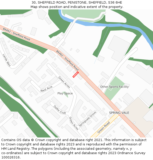 30, SHEFFIELD ROAD, PENISTONE, SHEFFIELD, S36 6HE: Location map and indicative extent of plot