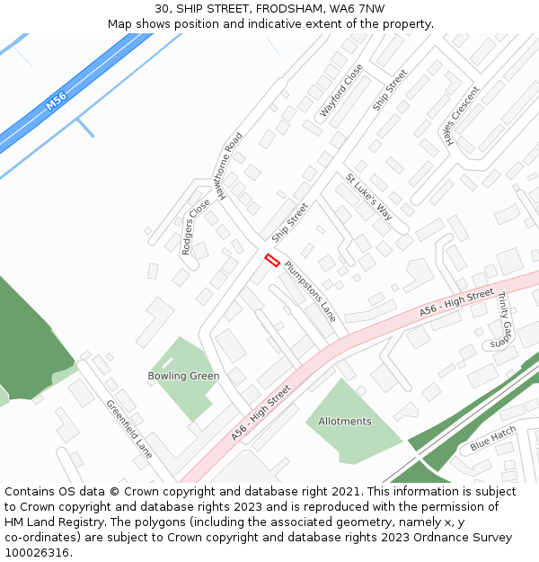 30, SHIP STREET, FRODSHAM, WA6 7NW: Location map and indicative extent of plot