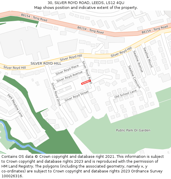 30, SILVER ROYD ROAD, LEEDS, LS12 4QU: Location map and indicative extent of plot