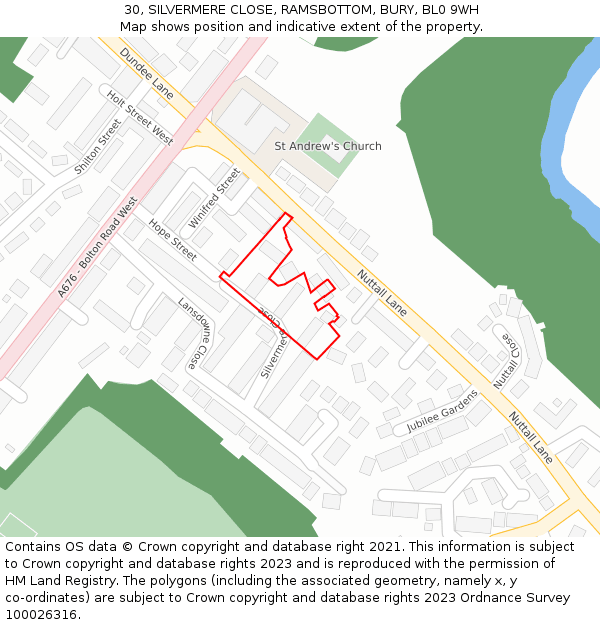 30, SILVERMERE CLOSE, RAMSBOTTOM, BURY, BL0 9WH: Location map and indicative extent of plot