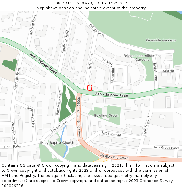 30, SKIPTON ROAD, ILKLEY, LS29 9EP: Location map and indicative extent of plot
