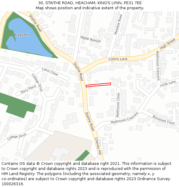 30, STAITHE ROAD, HEACHAM, KING'S LYNN, PE31 7EE: Location map and indicative extent of plot
