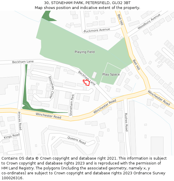 30, STONEHAM PARK, PETERSFIELD, GU32 3BT: Location map and indicative extent of plot