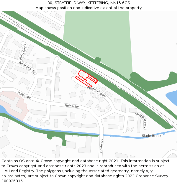 30, STRATFIELD WAY, KETTERING, NN15 6GS: Location map and indicative extent of plot