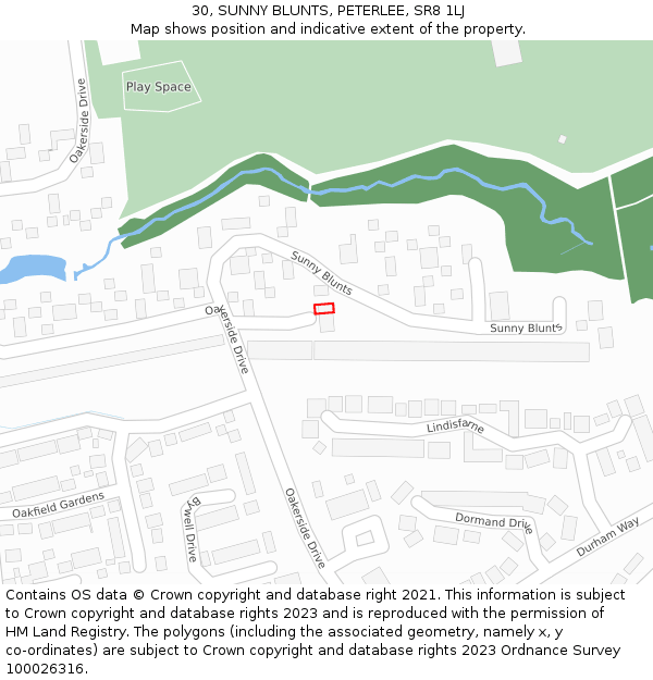 30, SUNNY BLUNTS, PETERLEE, SR8 1LJ: Location map and indicative extent of plot