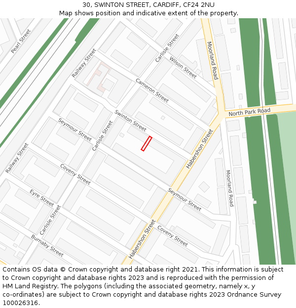 30, SWINTON STREET, CARDIFF, CF24 2NU: Location map and indicative extent of plot