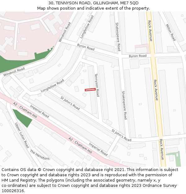 30, TENNYSON ROAD, GILLINGHAM, ME7 5QD: Location map and indicative extent of plot