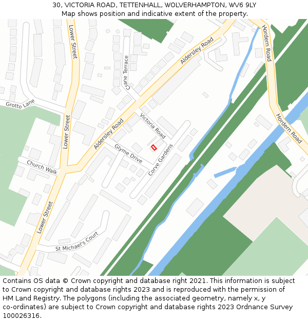 30, VICTORIA ROAD, TETTENHALL, WOLVERHAMPTON, WV6 9LY: Location map and indicative extent of plot