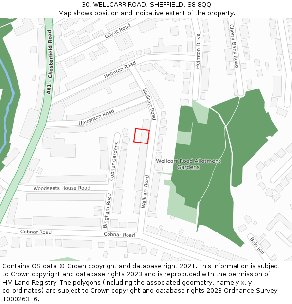 30, WELLCARR ROAD, SHEFFIELD, S8 8QQ: Location map and indicative extent of plot