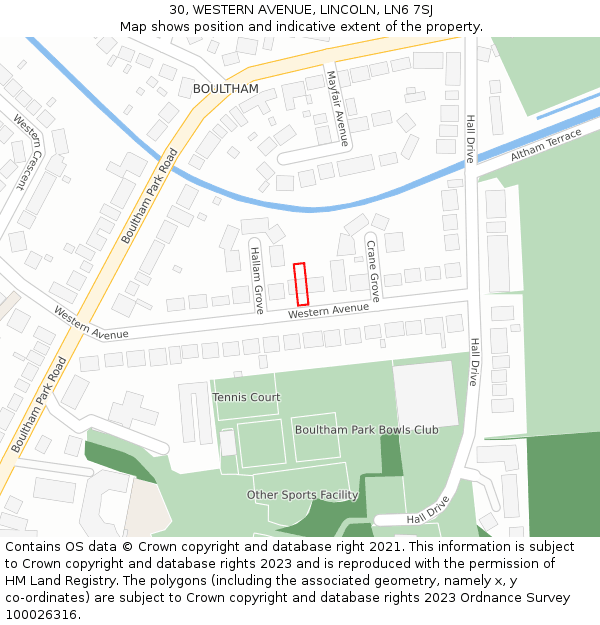 30, WESTERN AVENUE, LINCOLN, LN6 7SJ: Location map and indicative extent of plot