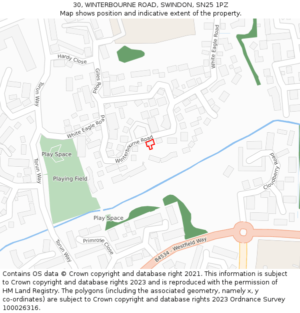 30, WINTERBOURNE ROAD, SWINDON, SN25 1PZ: Location map and indicative extent of plot