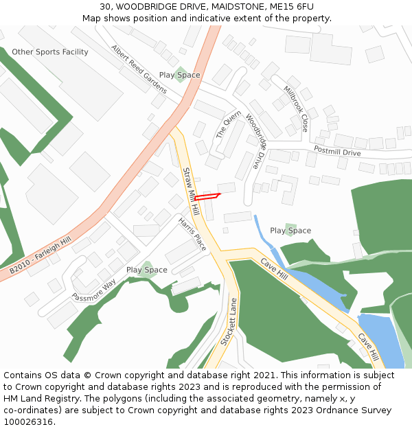 30, WOODBRIDGE DRIVE, MAIDSTONE, ME15 6FU: Location map and indicative extent of plot