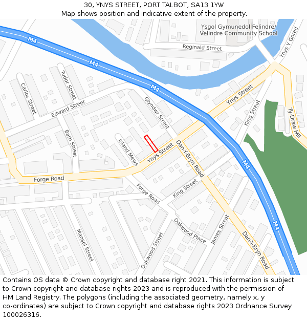 30, YNYS STREET, PORT TALBOT, SA13 1YW: Location map and indicative extent of plot
