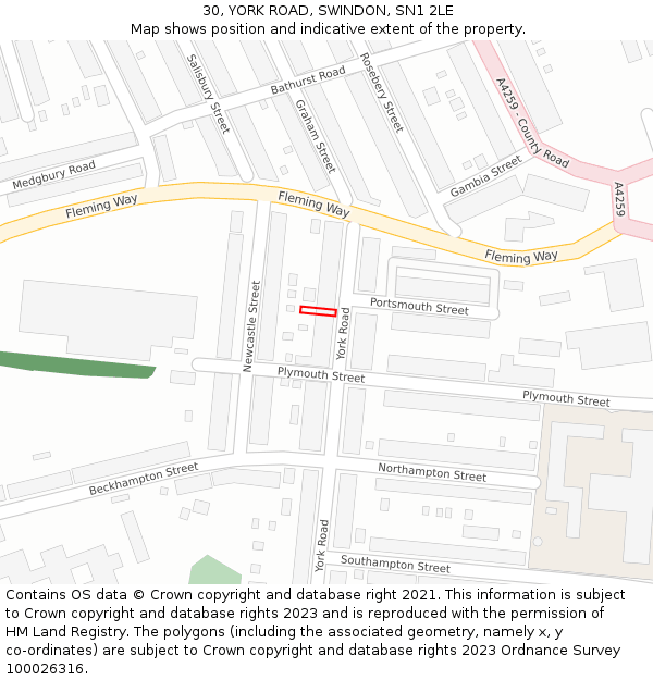 30, YORK ROAD, SWINDON, SN1 2LE: Location map and indicative extent of plot