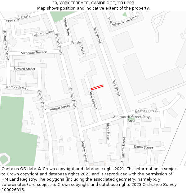 30, YORK TERRACE, CAMBRIDGE, CB1 2PR: Location map and indicative extent of plot
