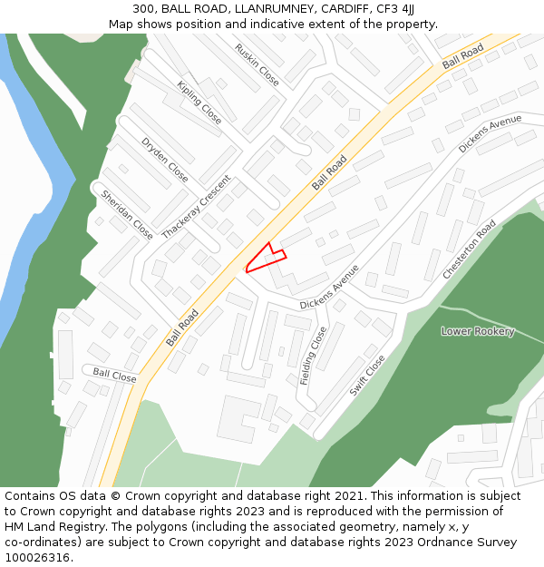 300, BALL ROAD, LLANRUMNEY, CARDIFF, CF3 4JJ: Location map and indicative extent of plot