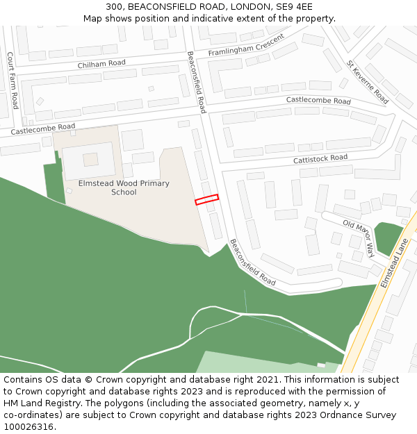 300, BEACONSFIELD ROAD, LONDON, SE9 4EE: Location map and indicative extent of plot