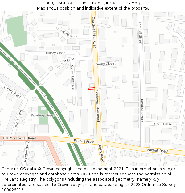 300, CAULDWELL HALL ROAD, IPSWICH, IP4 5AQ: Location map and indicative extent of plot