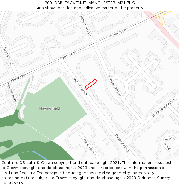300, DARLEY AVENUE, MANCHESTER, M21 7HS: Location map and indicative extent of plot