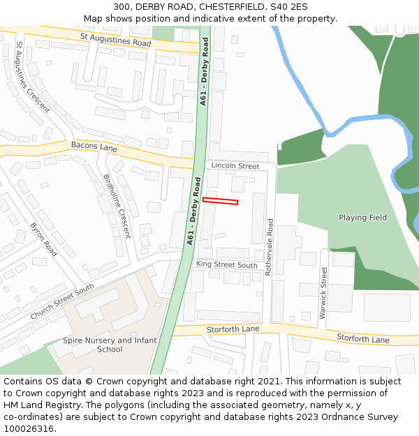 300, DERBY ROAD, CHESTERFIELD, S40 2ES: Location map and indicative extent of plot