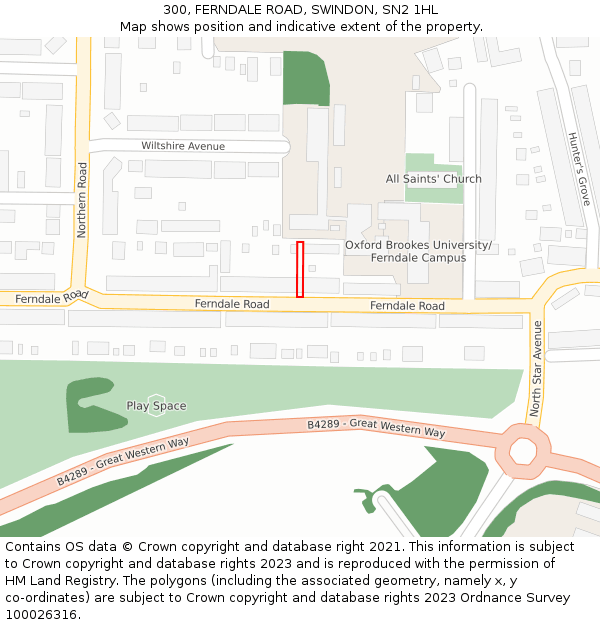 300, FERNDALE ROAD, SWINDON, SN2 1HL: Location map and indicative extent of plot